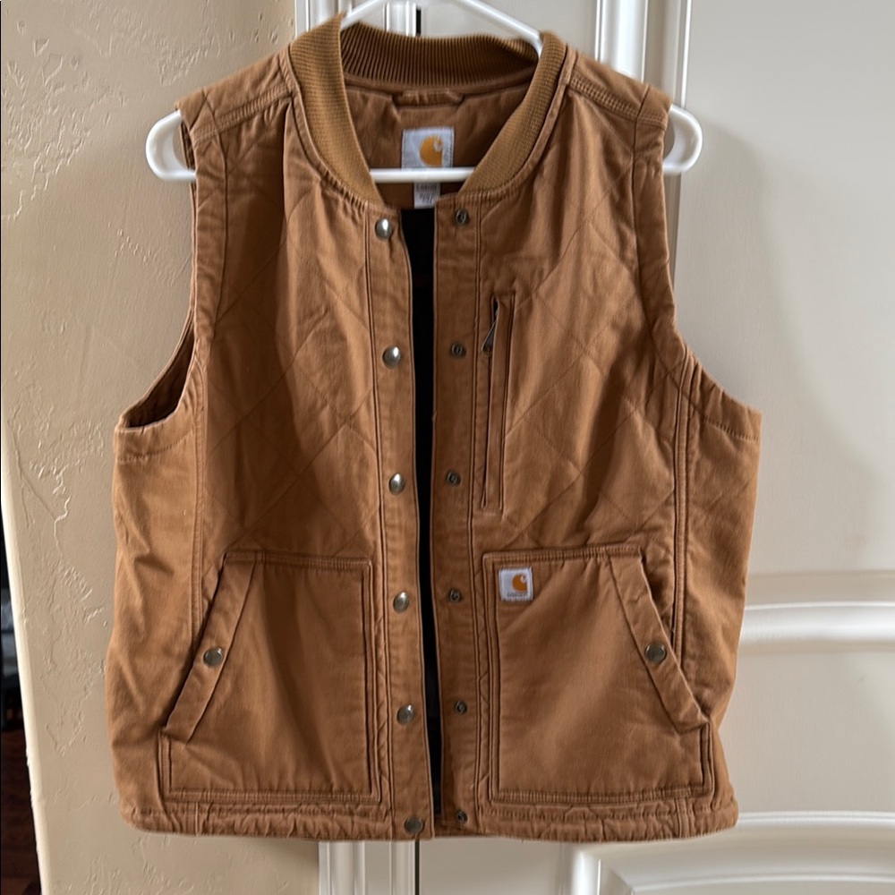 Carhartt Brown Workwear Vest Durable Canvas Insulated